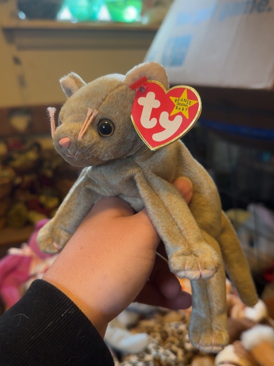 Ty Other - Ty Gray Cat Beanie Baby Plush with Pink Nose and Whiskers